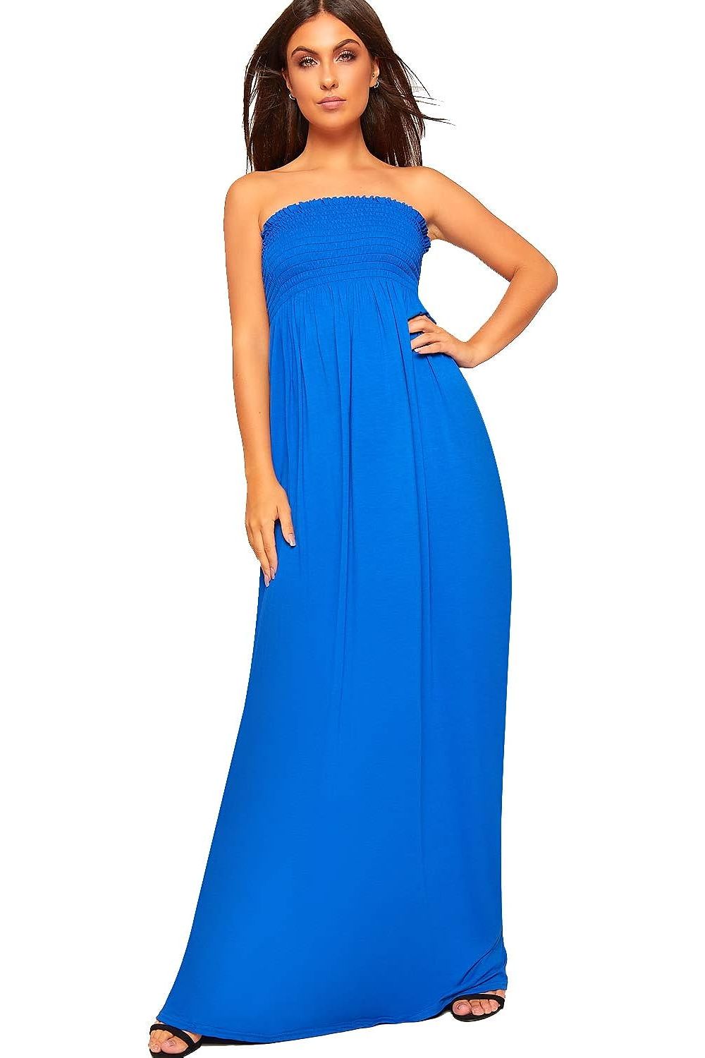Truquoise Strapless Sheering Maxi Dress For Women 8-10 - Dropwear