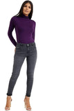 Purple Plus Size Turtle Neck Long Sleeve Top For Women 24-26 - Dropwear