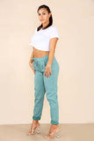 Plus Size Italian Glitter Drawstring Waistband Magic Pants For Women  - Dropwear