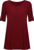 Teal Womens Scoop Neck Flared Ladies Plain Tops For Women 18 - Dropwear