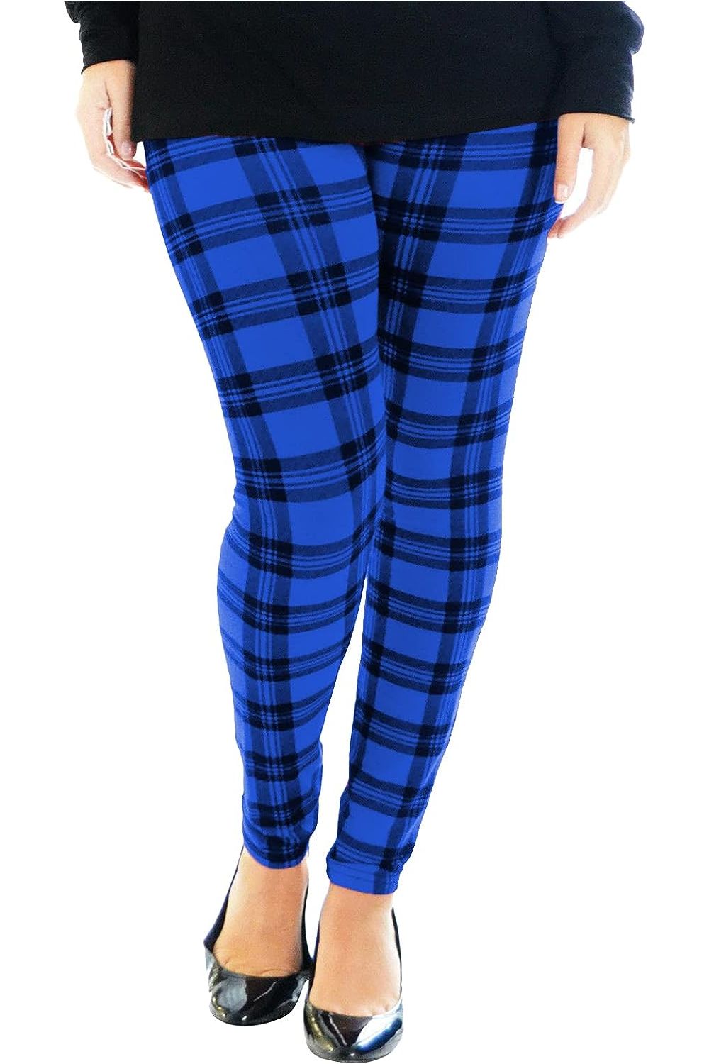 Red Plus Size Tartan Check Print Long Leggings For Women 20-22 - Dropwear