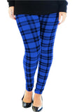Red Plus Size Tartan Check Print Long Leggings For Women 20-22 - Dropwear