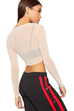 Sheer Mesh Long Sleeve Crop Top For Women  - Dropwear