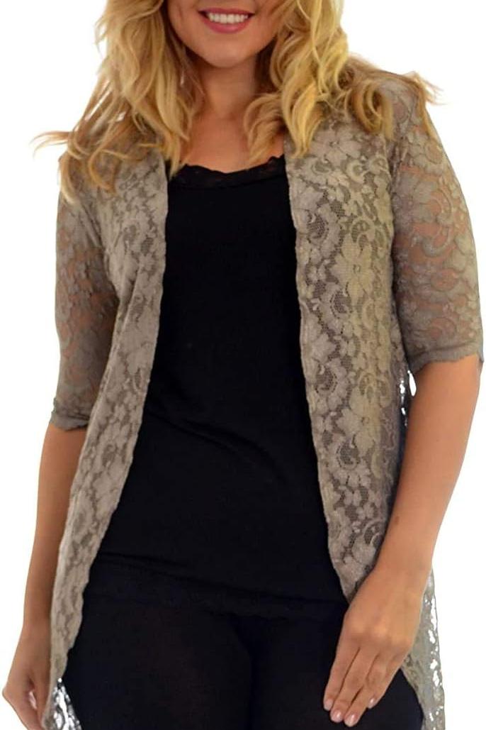 Black Floral Lace Open Long Cardigan For Women 20 - Dropwear
