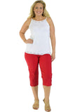 White Ladies 3/4 Elasticated Trouser Shorts For Women 22 - Dropwear