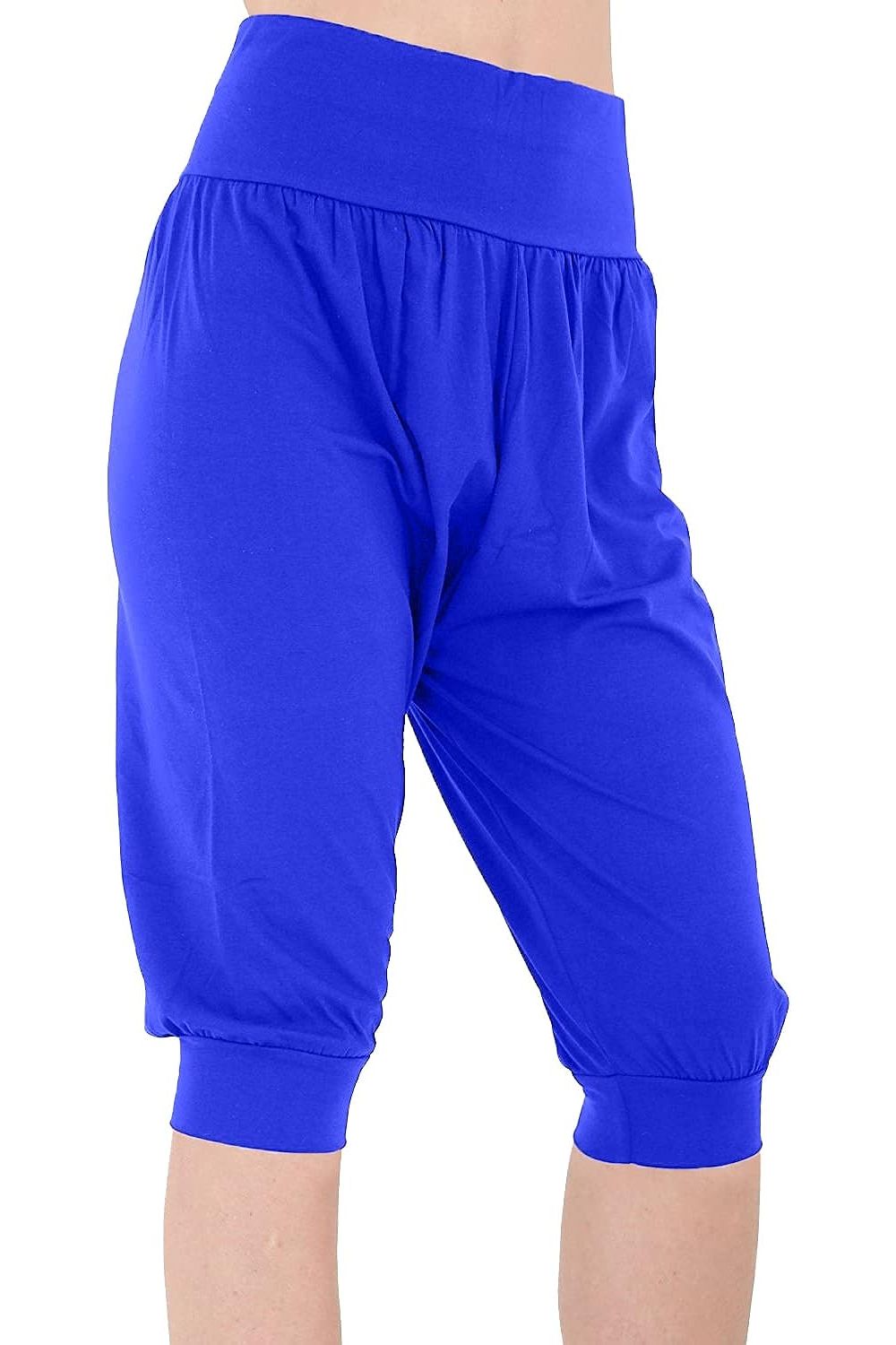 Brown Plus Size Cropped Harem Trousers For Women 24-26 - Dropwear