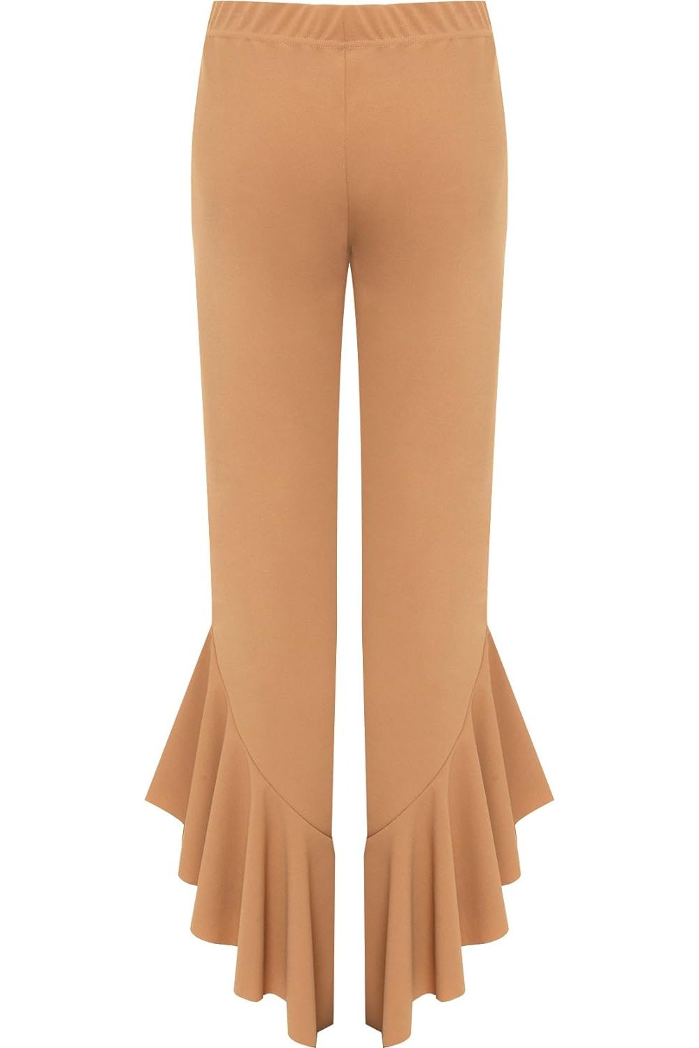 Plus Size Frill Asymmetric Hem Plain Trousers For Women  - Dropwear