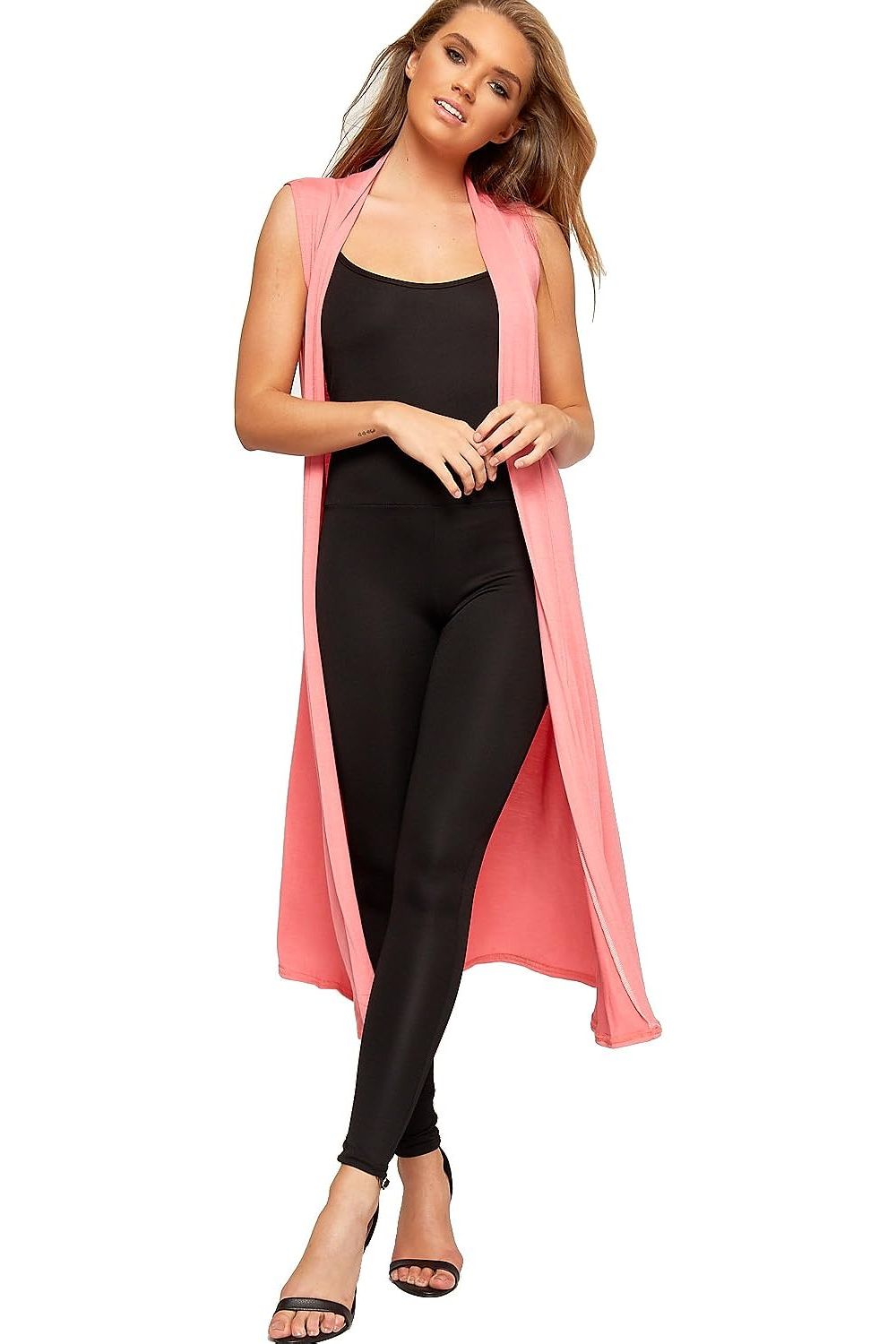Cream Sleeveless Maxi Cardigan For Women 12-14 - Dropwear