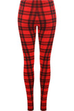 Green Tartan Check Print Long Leggings For Women 8-10 - Dropwear