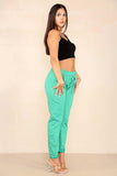 Plus Size Italian Glitter Drawstring Waistband Magic Pants For Women  - Dropwear