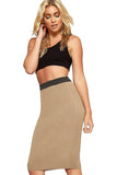 Jade Green Plus Size Plain Stretch Pencil Midi Skirt For Women 24-26 - Dropwear