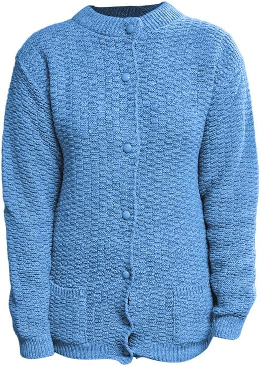 Beige Women's Knitted Winter Cardigan Long Sleeve Warmth with Crew Neck & Ribbed Knit For Women 16-18 - Dropwear