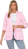 Black Ruched Sleeve Blazer For Women L - Dropwear