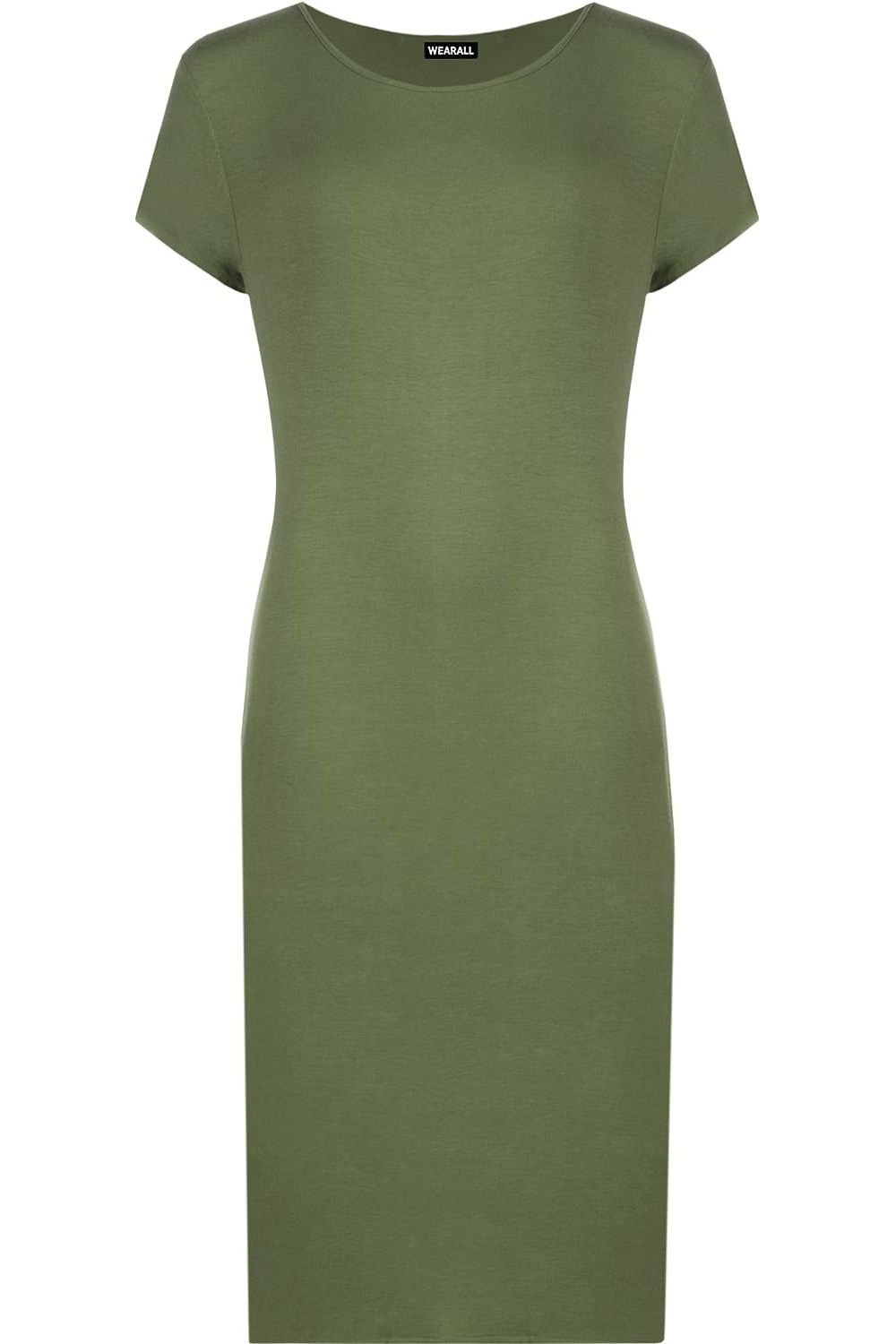 Teal Plain Short Sleeve Jersey Midi Dress For Women 8-10 - Dropwear