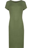 Teal Plain Short Sleeve Jersey Midi Dress For Women 8-10 - Dropwear