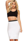 Red Plus Size Plain Stretch Pencil Midi Skirt For Women 20-22 - Dropwear