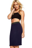 Light Grey Plus Size Plain Stretch Pencil Midi Skirt For Women 24-26 - Dropwear