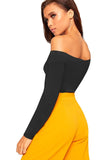 White Off Shoulder Long Sleeve Bodysuit For Women 12-14 - Dropwear