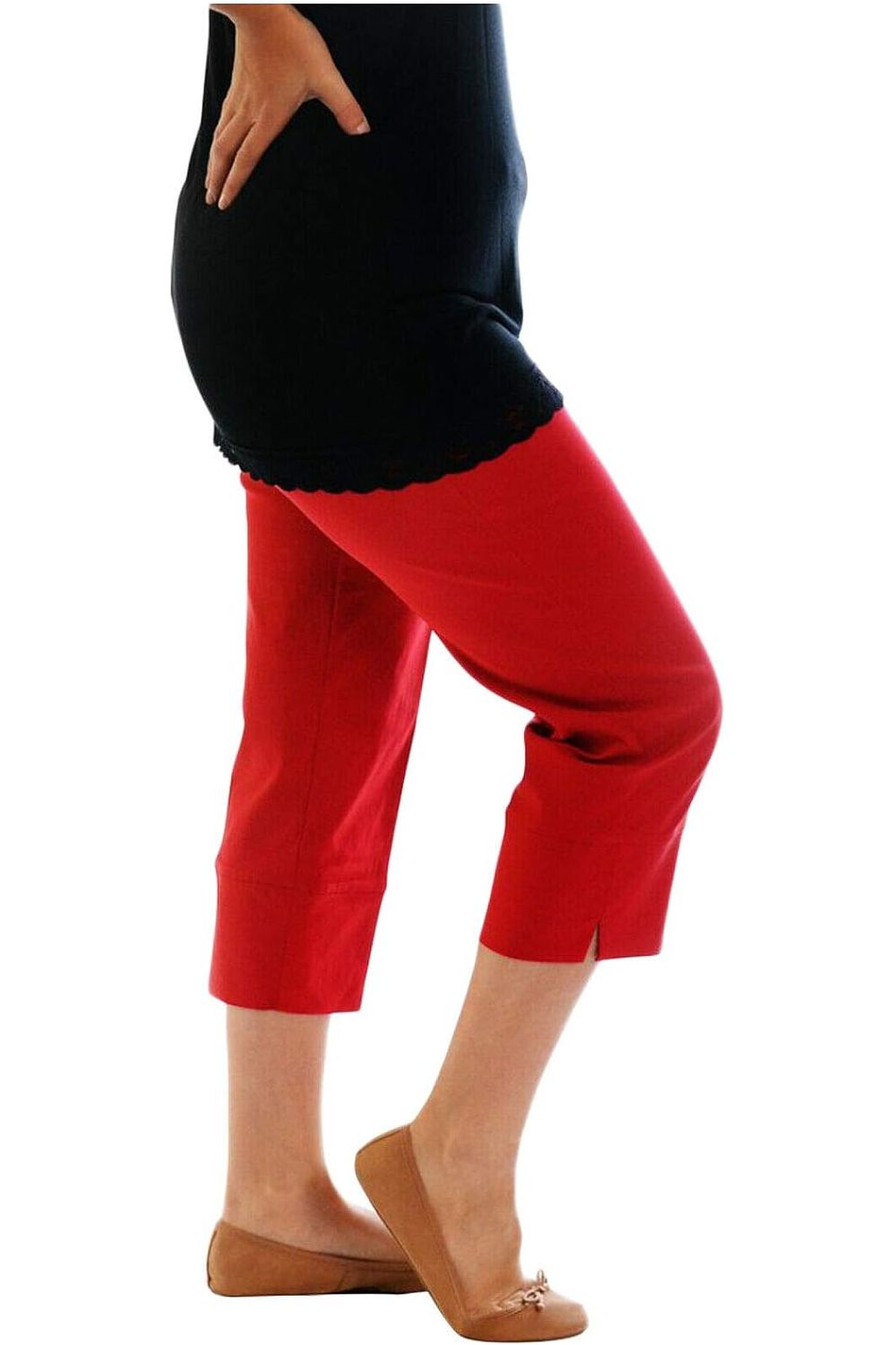 Light Blue Ladies 3/4 Elasticated Trouser Shorts For Women 12 - Dropwear