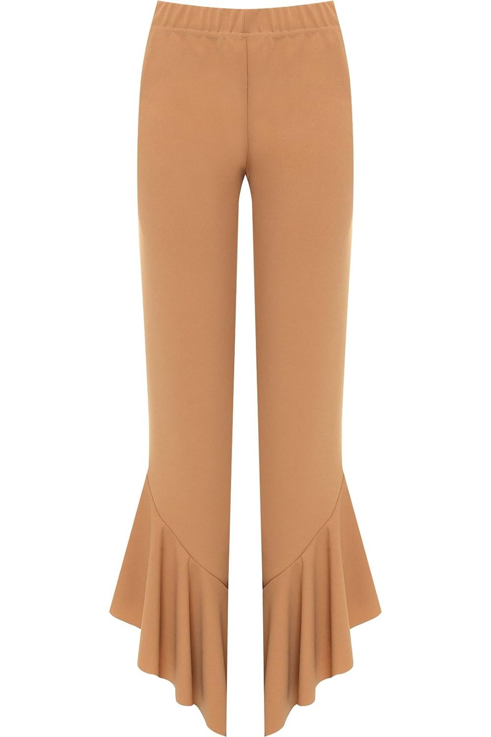 Plus Size Frill Asymmetric Hem Plain Trousers For Women  - Dropwear