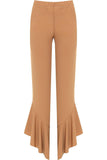 Plus Size Frill Asymmetric Hem Plain Trousers For Women  - Dropwear