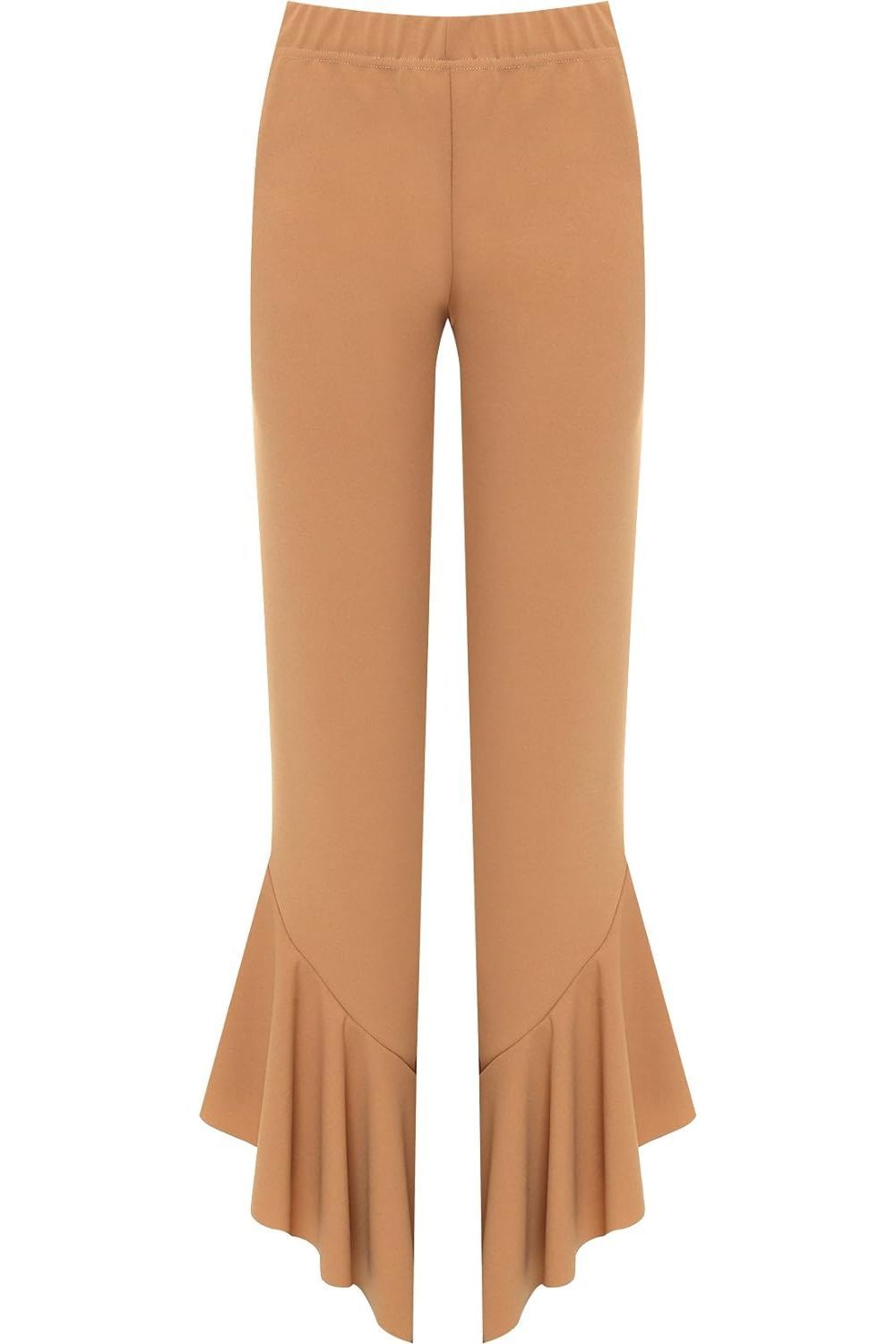 Frill Asymmetric Hem Plain Trousers For Women  - Dropwear
