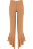 Frill Asymmetric Hem Plain Trousers For Women  - Dropwear