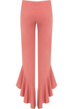 Plus Size Frill Asymmetric Hem Plain Trousers For Women  - Dropwear