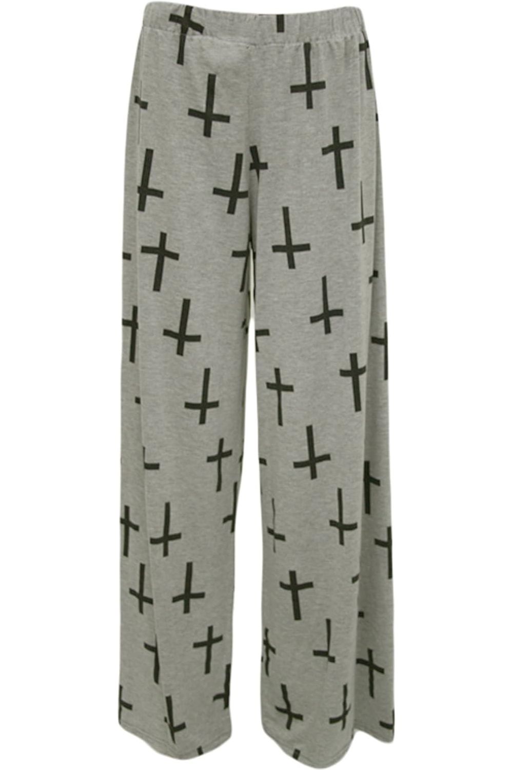 Grey Cross Print Palazzo Trouser For Women  - Dropwear