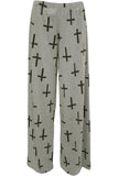 Grey Cross Print Palazzo Trouser For Women  - Dropwear