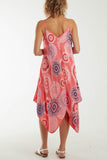 Khaki Kaleidoscope Hanky Hem Cami Dress For Women ONE SIZE - Dropwear
