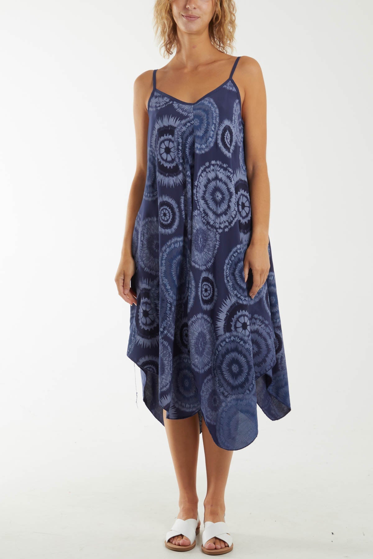 Coral Kaleidoscope Hanky Hem Cami Dress For Women ONE SIZE - Dropwear