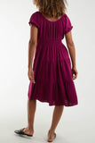 Bardot Shirred Bodice Tiered Dress For Women  - Dropwear