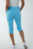 Glitter Drawstring Pocket Capri Trousers For Women  - Dropwear