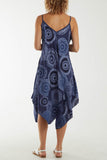 Navy Kaleidoscope Hanky Hem Cami Dress For Women ONE SIZE - Dropwear
