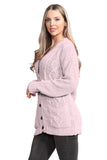 Cable Knitted Button Cardigan For Women  - Dropwear