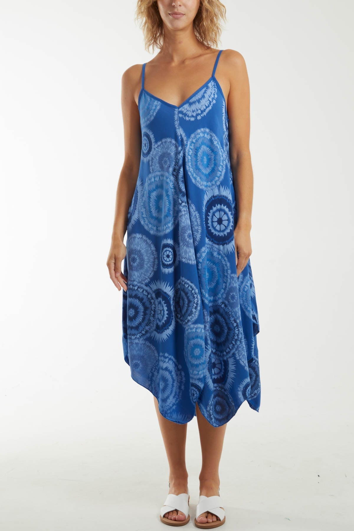 Fuchsia Kaleidoscope Hanky Hem Cami Dress For Women ONE SIZE - Dropwear