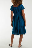 Bardot Shirred Bodice Tiered Dress For Women  - Dropwear