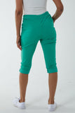 Lime Glitter Drawstring Pocket Capri Trousers For Women ONE SIZE - Dropwear