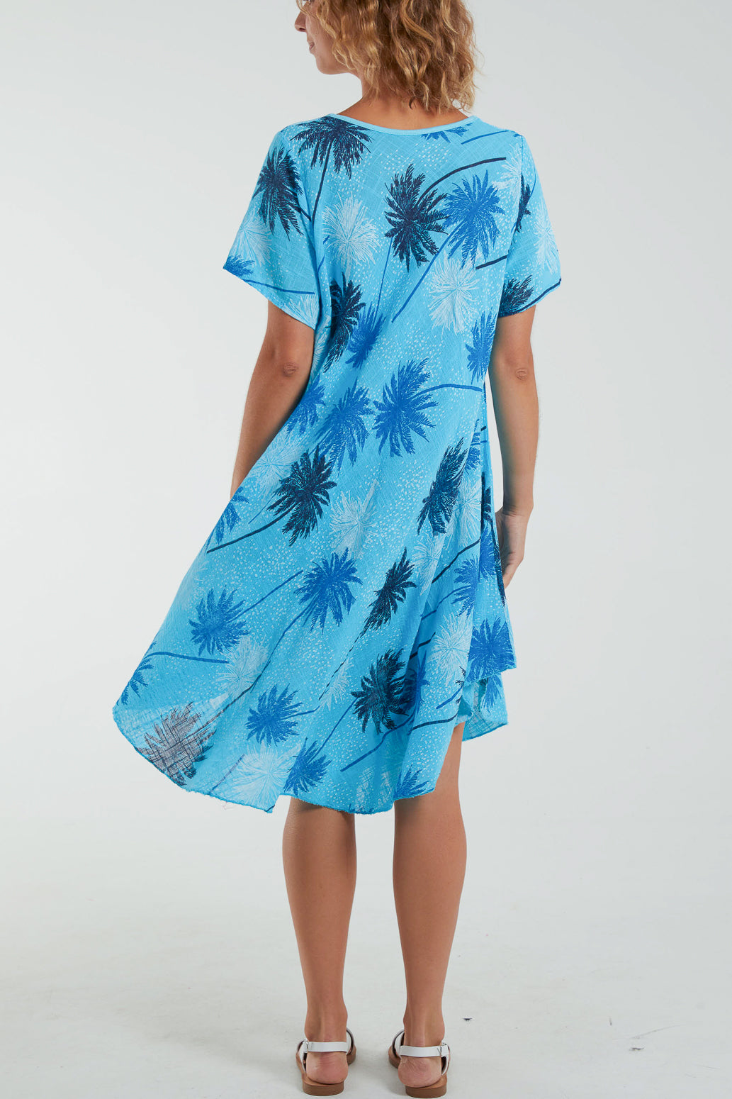 Lime Palm Tree Short Sleeve Midi Dress For Women ONE SIZE - Dropwear