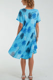 Lime Palm Tree Short Sleeve Midi Dress For Women ONE SIZE - Dropwear