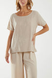 Round Neck Button Back Top For Women  - Dropwear