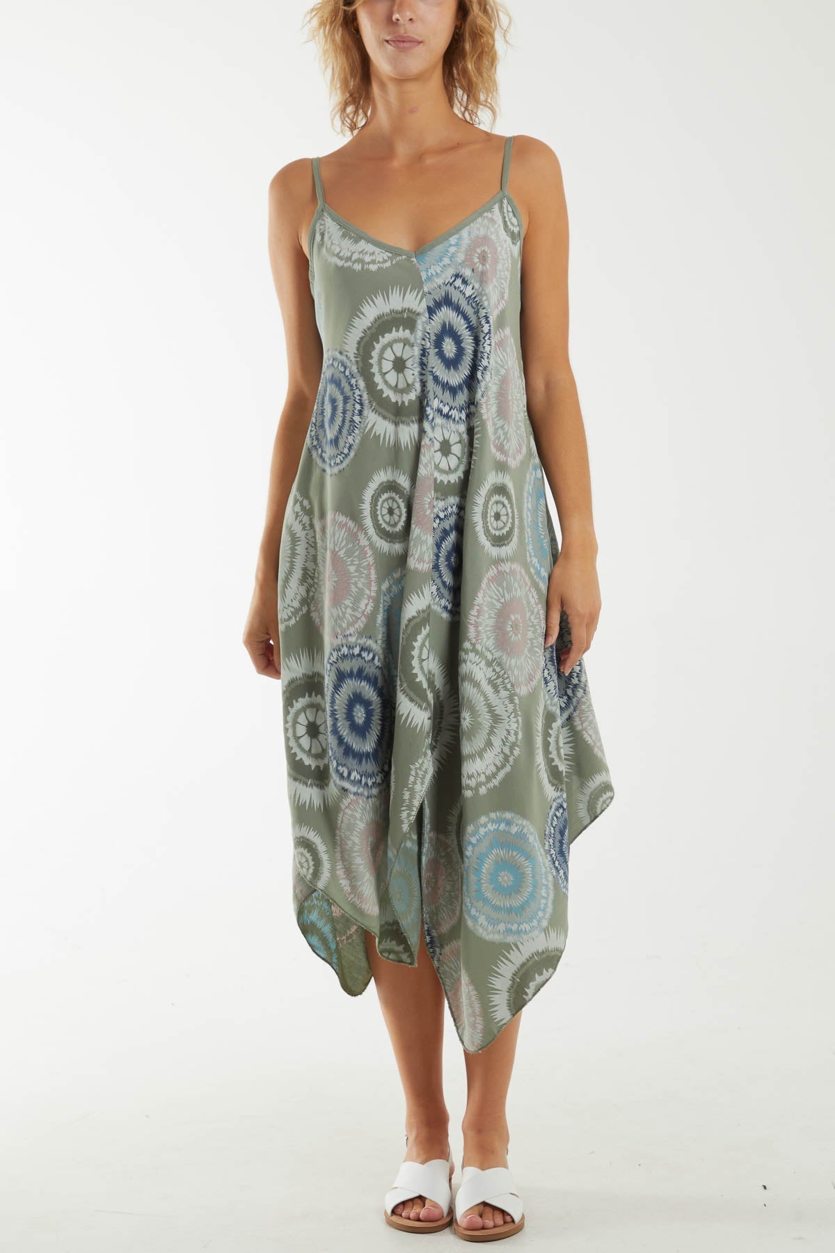 Kaleidoscope Hanky Hem Cami Dress For Women  - Dropwear