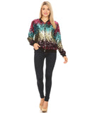 Gold Glitter Mermaid Sequin Bomber Jacket For Women 16-18 - Dropwear
