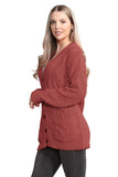 Navy Cable Knitted Button Cardigan For Women 12-14 - Dropwear