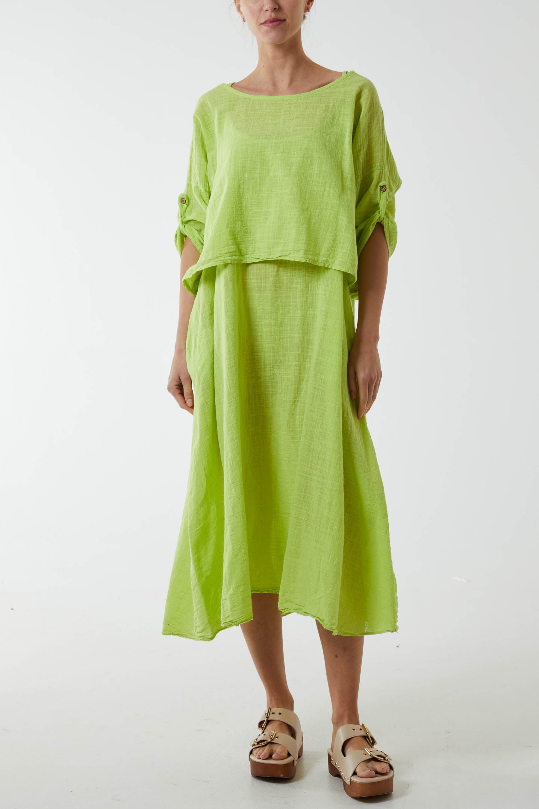 Cami Dress with Crop T Shirt Overlay For Women  - Dropwear