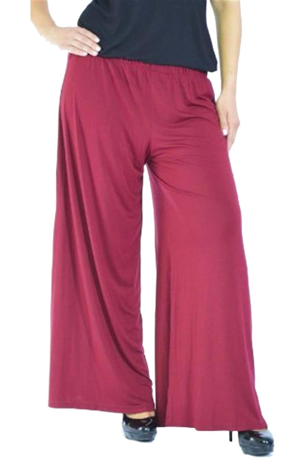 Rust Wide Leg Flared Plain Palazzo Trouser For Women 12-14 - Dropwear