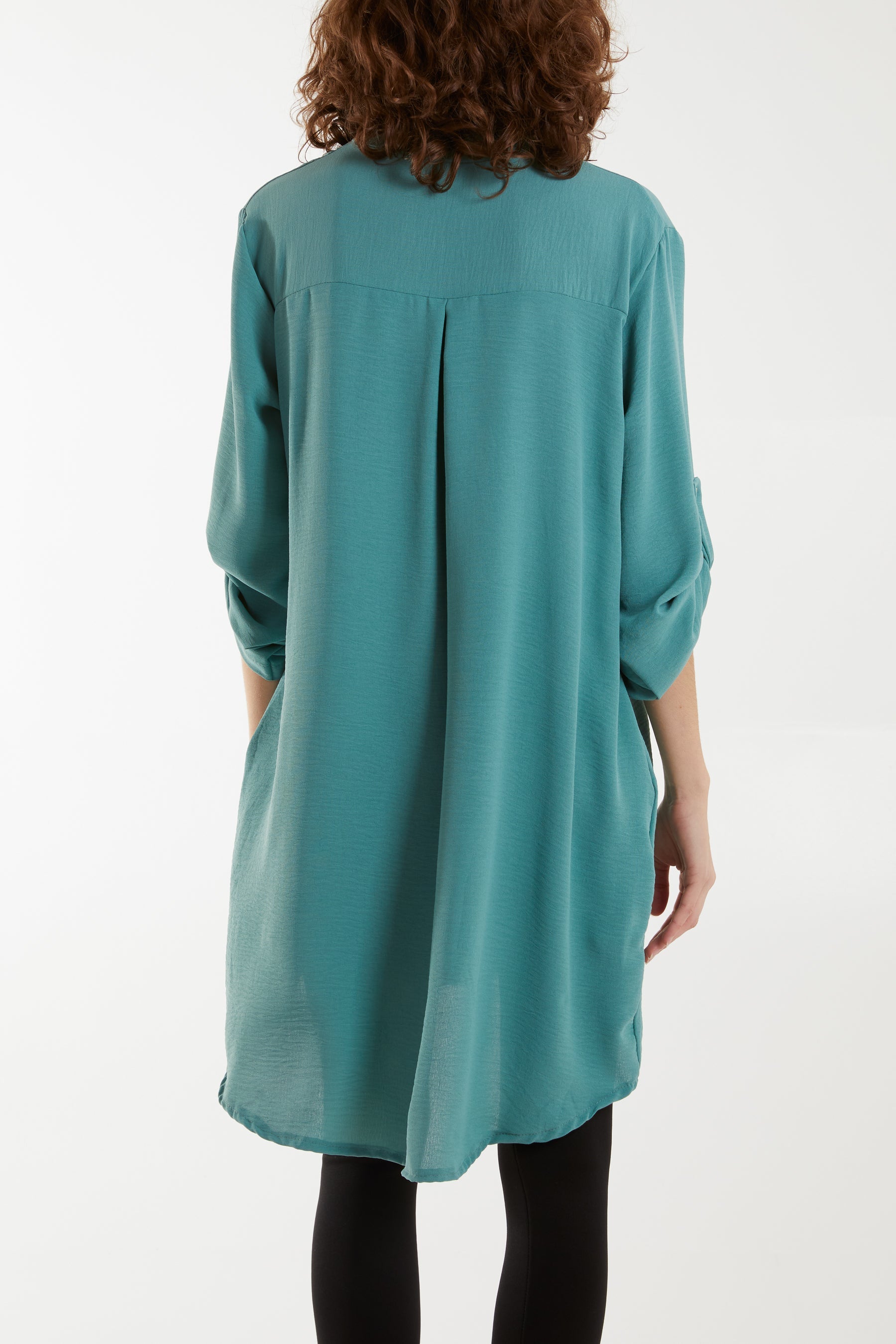 V-Neck Button Sleeve Long Top For Women  - Dropwear