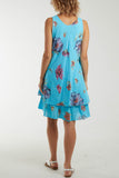 Floral Double Layer Sleeveless Dress For Women  - Dropwear