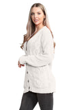 Cable Knitted Button Cardigan For Women  - Dropwear